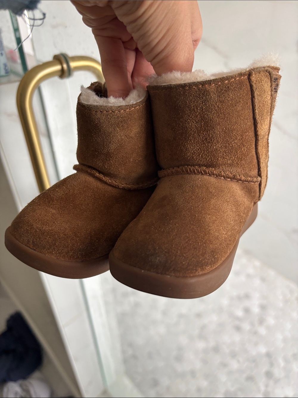 UGG Chestnut Suede Toddlers' Shearling Boots